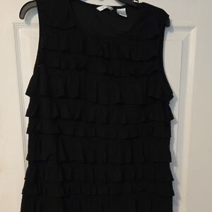 Laura Ashley Black Ruffle Tank Top